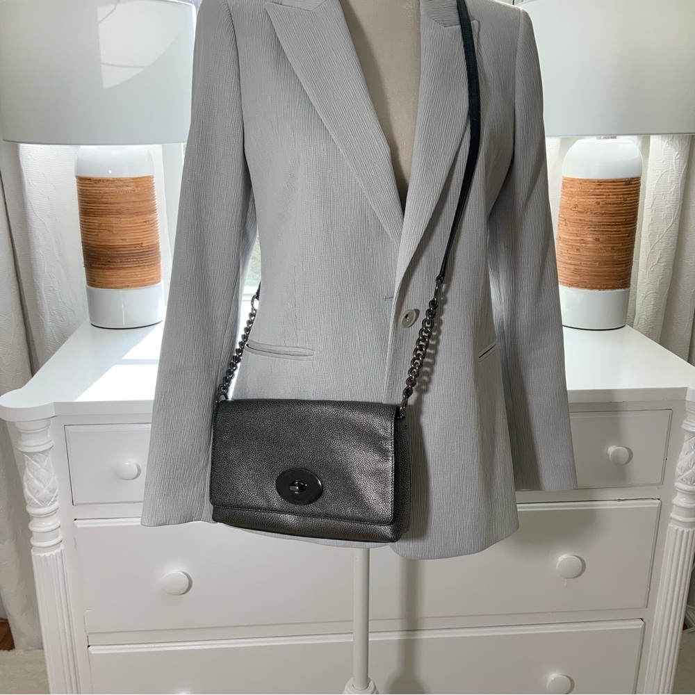 COACH crossbody metallic pebbled leather bag.